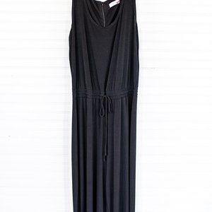 Calvin Klein Black Zipped Jersey Wide Legged Jumpsuit with Pockets